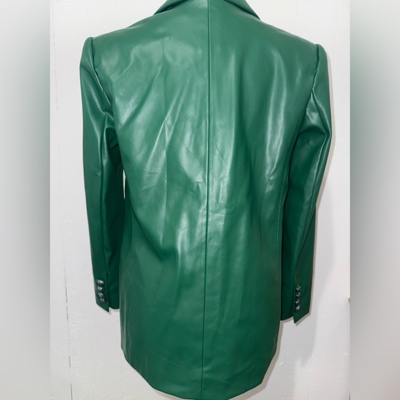 Karl Lagerfeld Emerald Leather Jacket - Picture 2 of 9